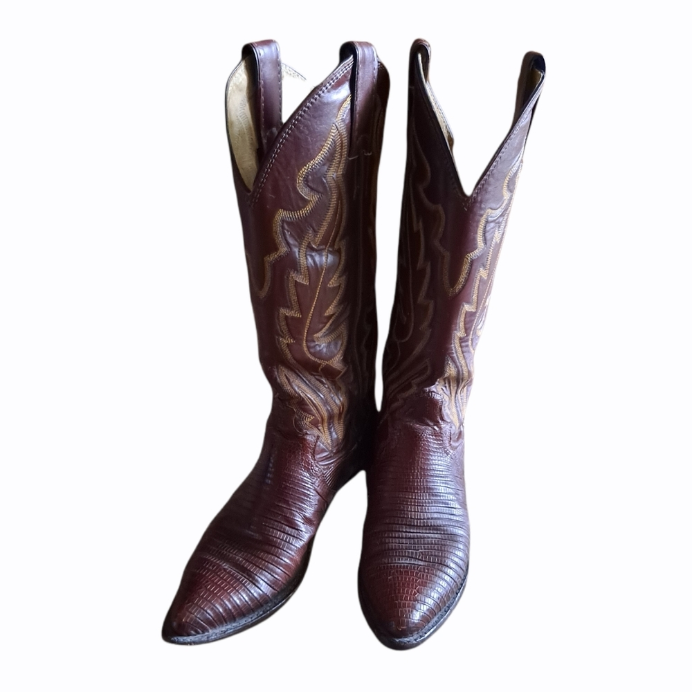 Justin Boots brown heeled cowboy boots - Picture 6 of 12